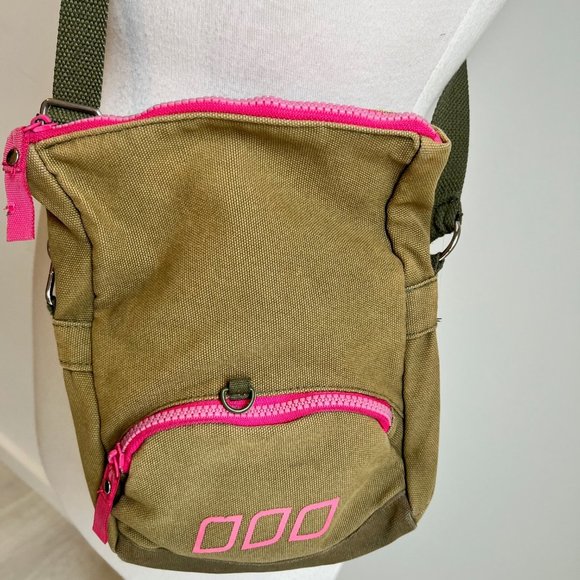 Lorna Jane Khaki Small Canvas Style Cross Body Bag w'  Long Strap - Picture 11 of 14